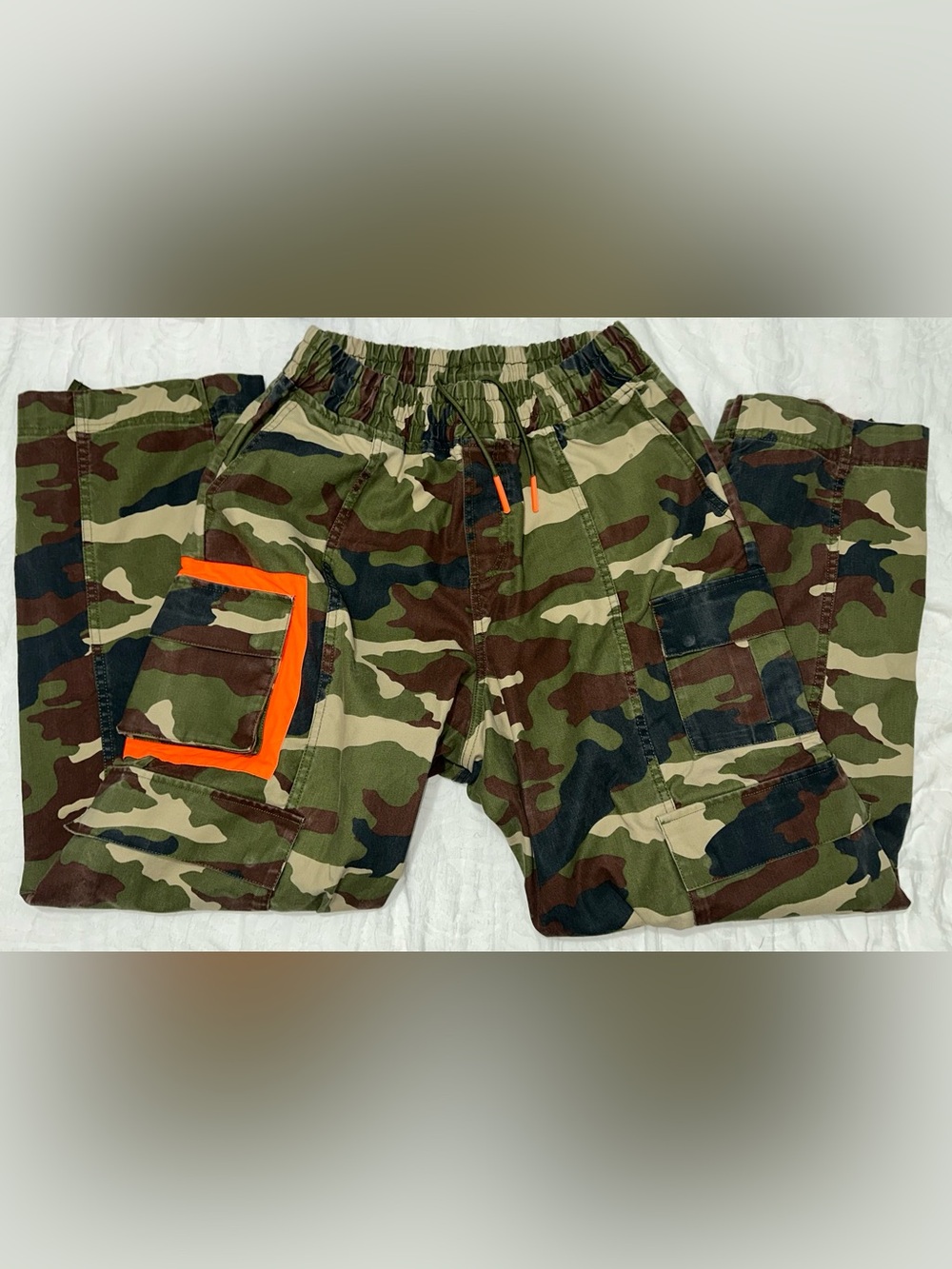 adidas Ivy Park Camo Cargo Pants with Orange Trim